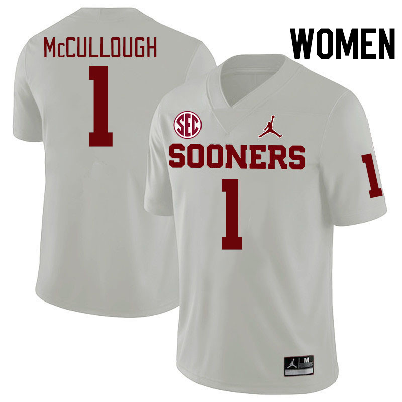 Women #1 Dasan McCullough Oklahoma Sooners 2024 SEC Conference College Football Jerseys-White